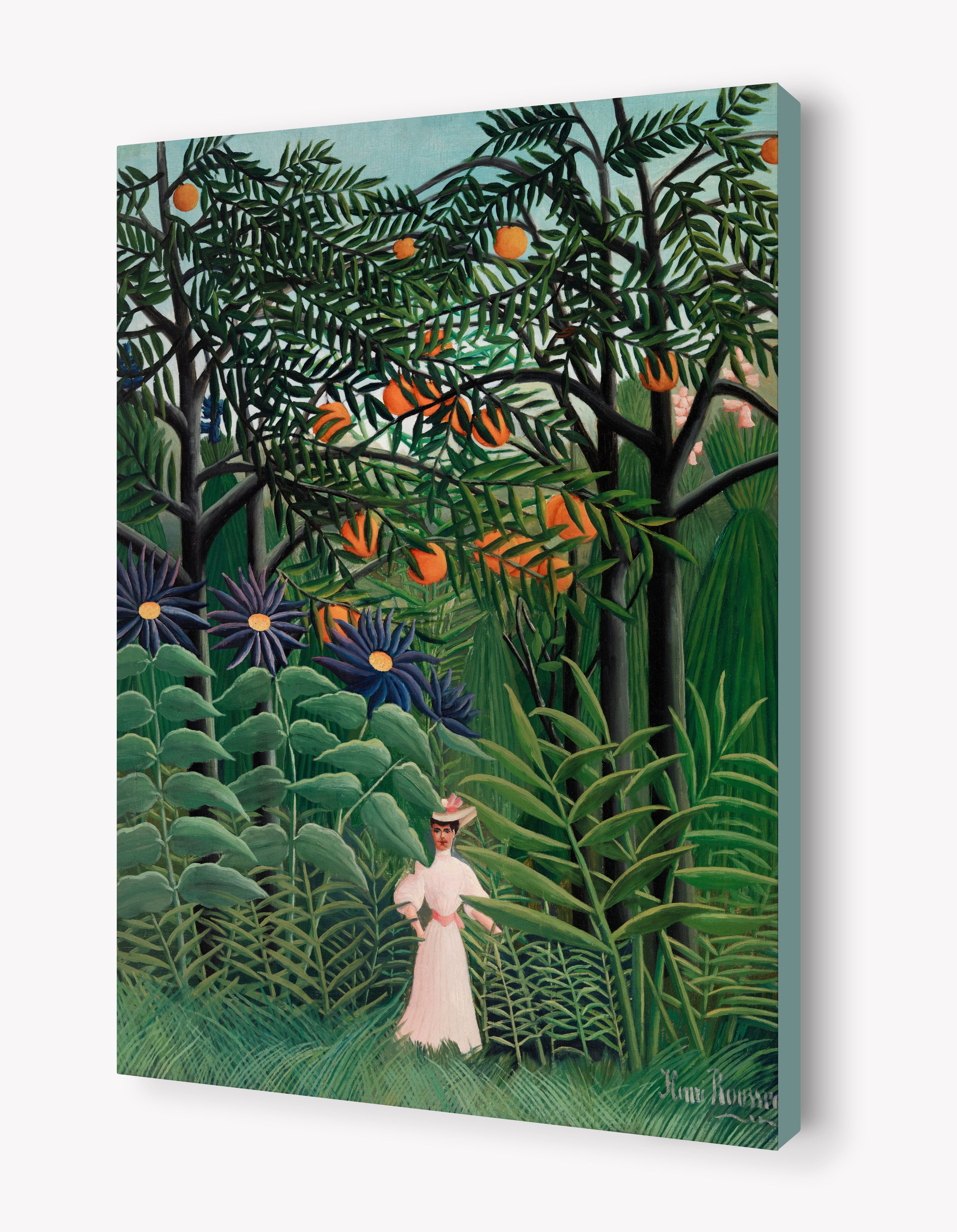 Woman Walking in an Exotic Forest by Henri Rousseau